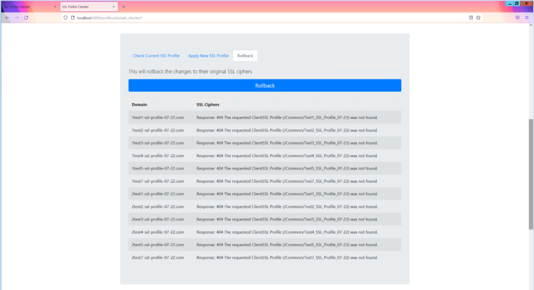 11 rollback domains when not on the F5